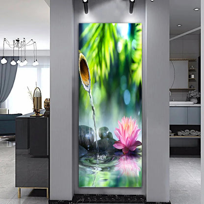 Landscape Zen Bamboo Black Stone Water Spa Canvas
