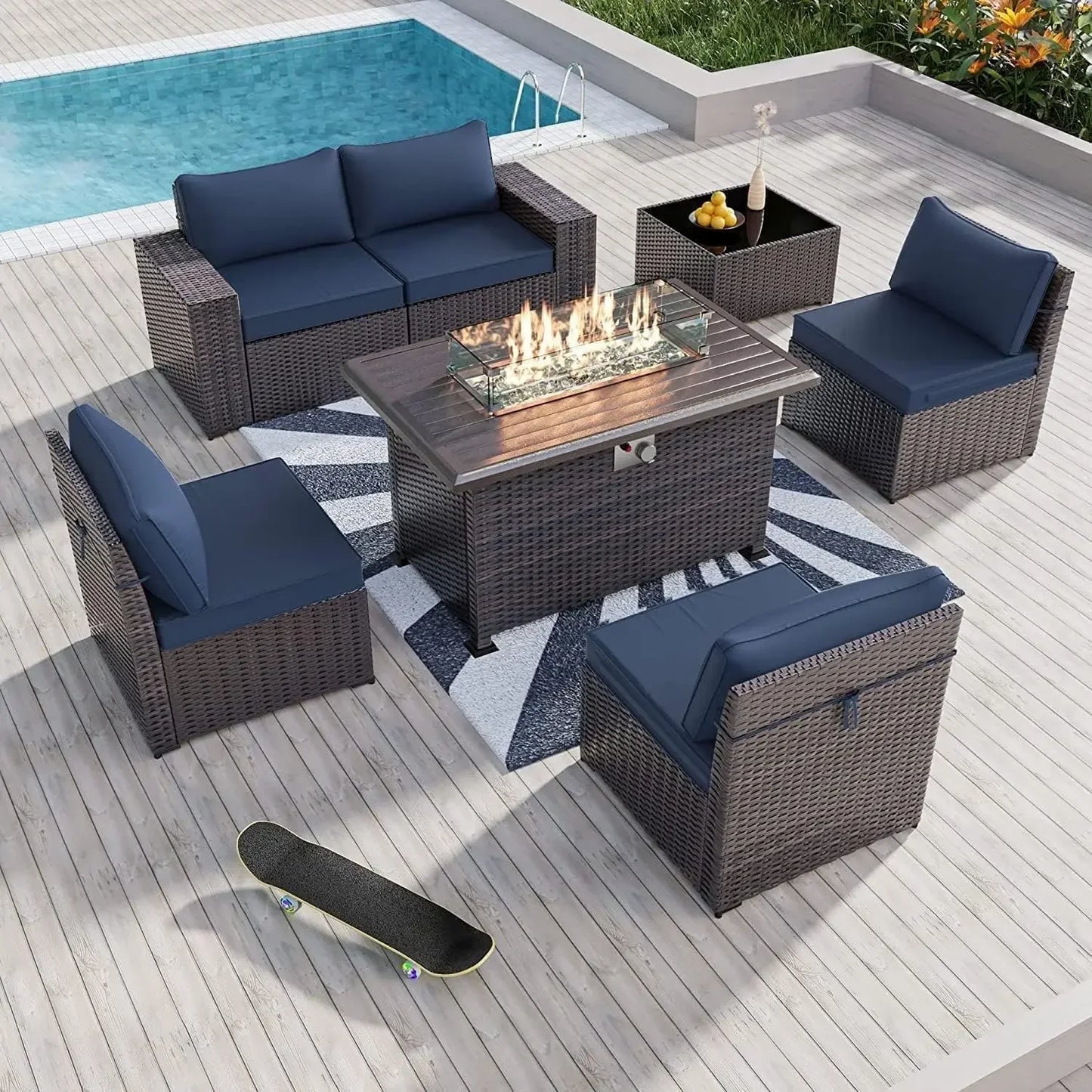 Patio Furniture Set w/ Gas Propane Fire Pit