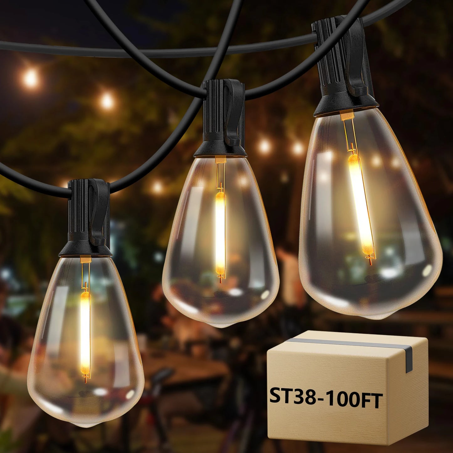 100ft Outdoor String Lights Waterproof, p Led Patio Lights
