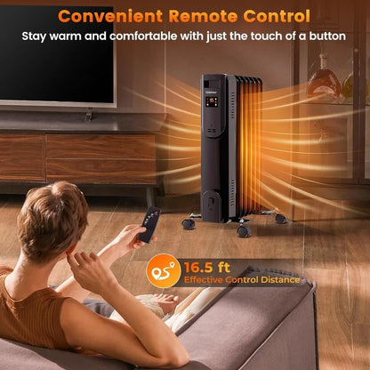 Oil Filled Radiator Heater, 1500W Electric Heater