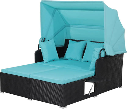 Wicker Daybed Patio Loveseat Sofa Set