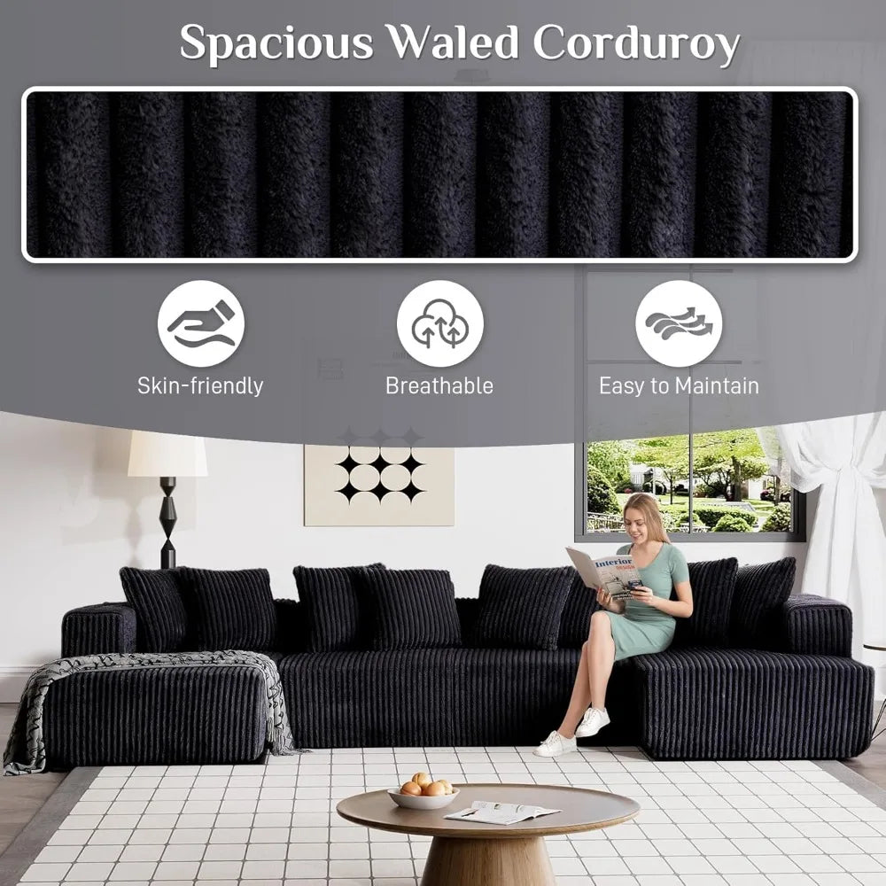 Comfy Corduroy Couch Sectional Sofa