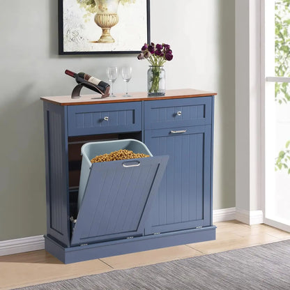 Tilt Out Trash Can/Recycling Cabinet, Dog Proof
