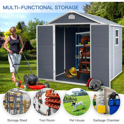 Outdoor Storage Shed w/ Floor & Windows