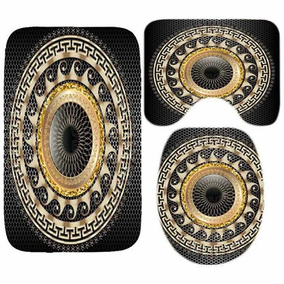 3D Luxury Black Gold Greek Shower Curtain, Rug Decor