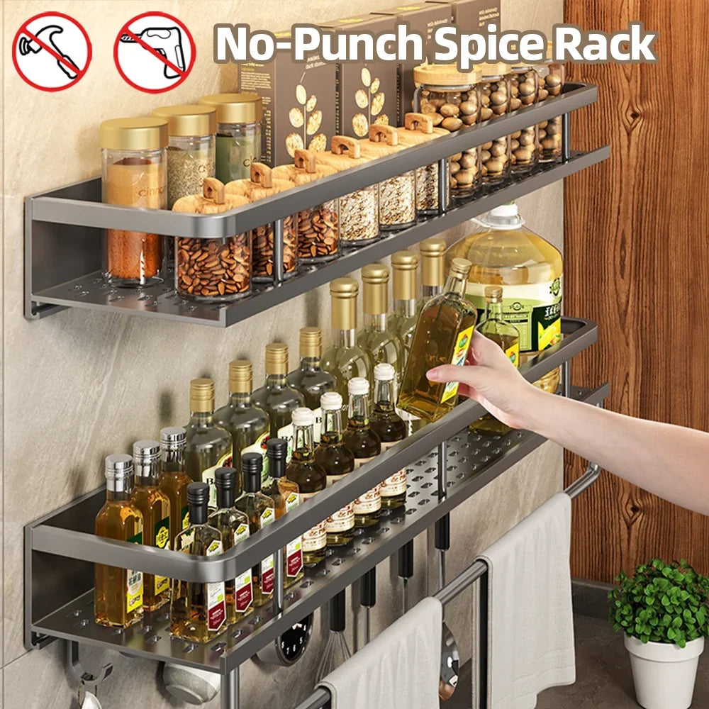 Wall Mounted Spice Rack, No Drilling