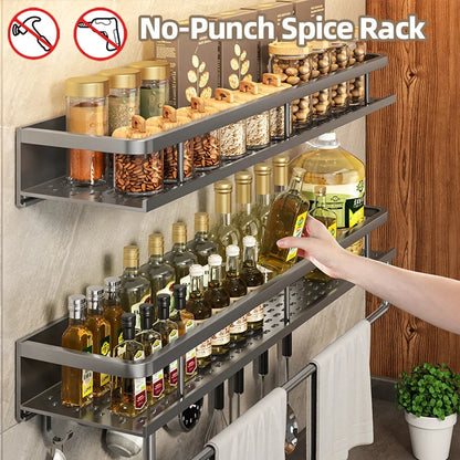 Wall Mounted Spice Rack, No Drilling