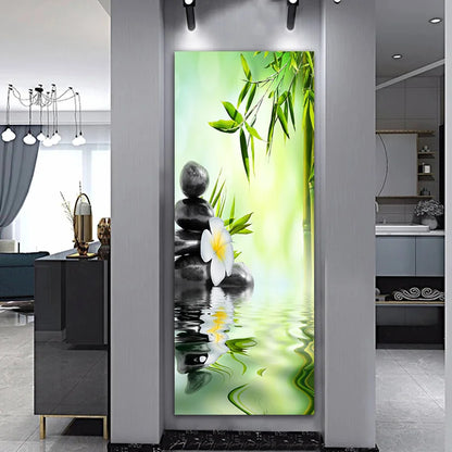 Landscape Zen Bamboo Black Stone Water Spa Canvas