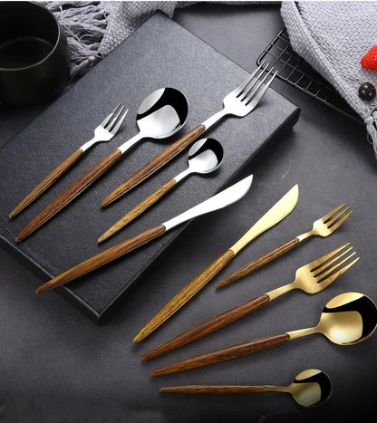 30Pcs Stainless Steel Tableware Silverware dining table
