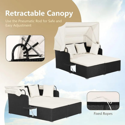 Wicker Daybed Patio Loveseat Sofa Set