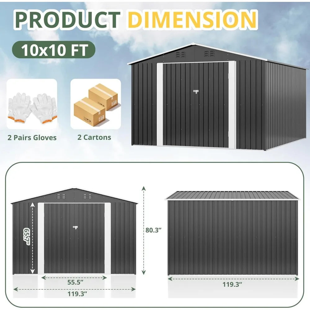 Outdoor Storage Shed w/ Lockable Doors