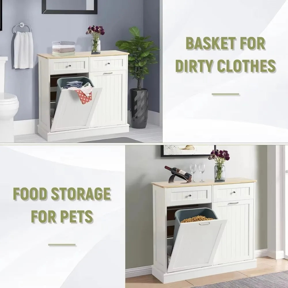 Tilt Out Trash Can/Recycling Cabinet, Dog Proof