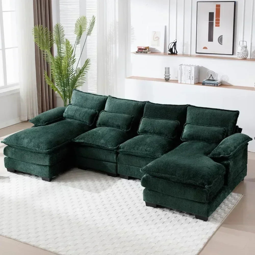 Sofa Sleeper w/ Double Chaise Memory Foam