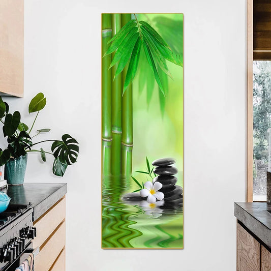 Landscape Zen Bamboo Black Stone Water Spa Canvas