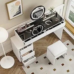 Makeup Vanity Desk Set with Lighted Mirror