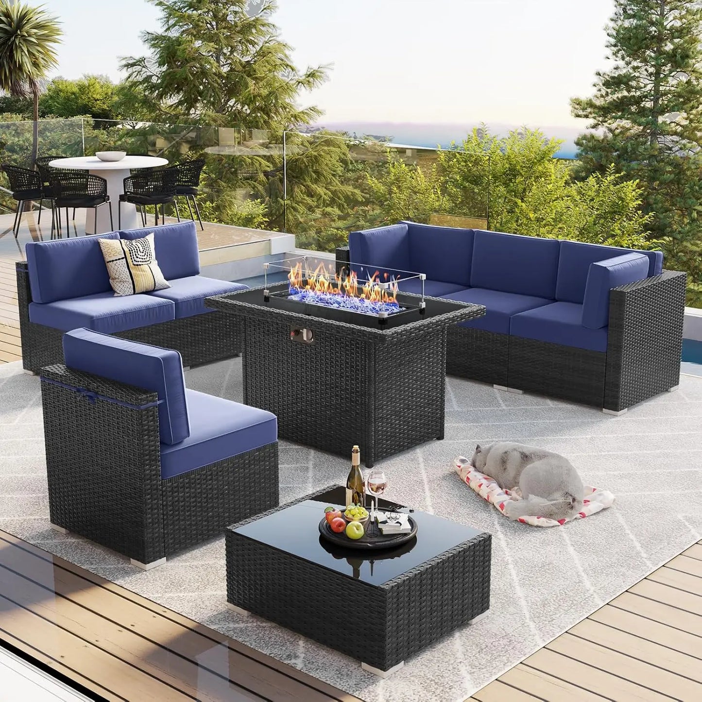 Patio Furniture Set with 44" Fire Pit Table