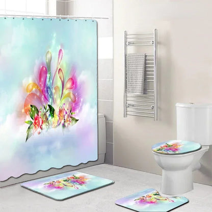 Bathroom Set, Mats, Shower Curtain, Toilet Covers