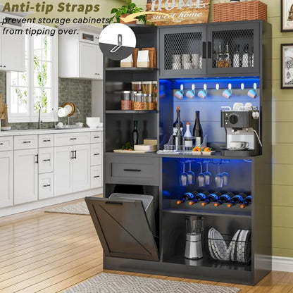 Tall Modern Kitchen Pantry Storage Cabinet with Drawer