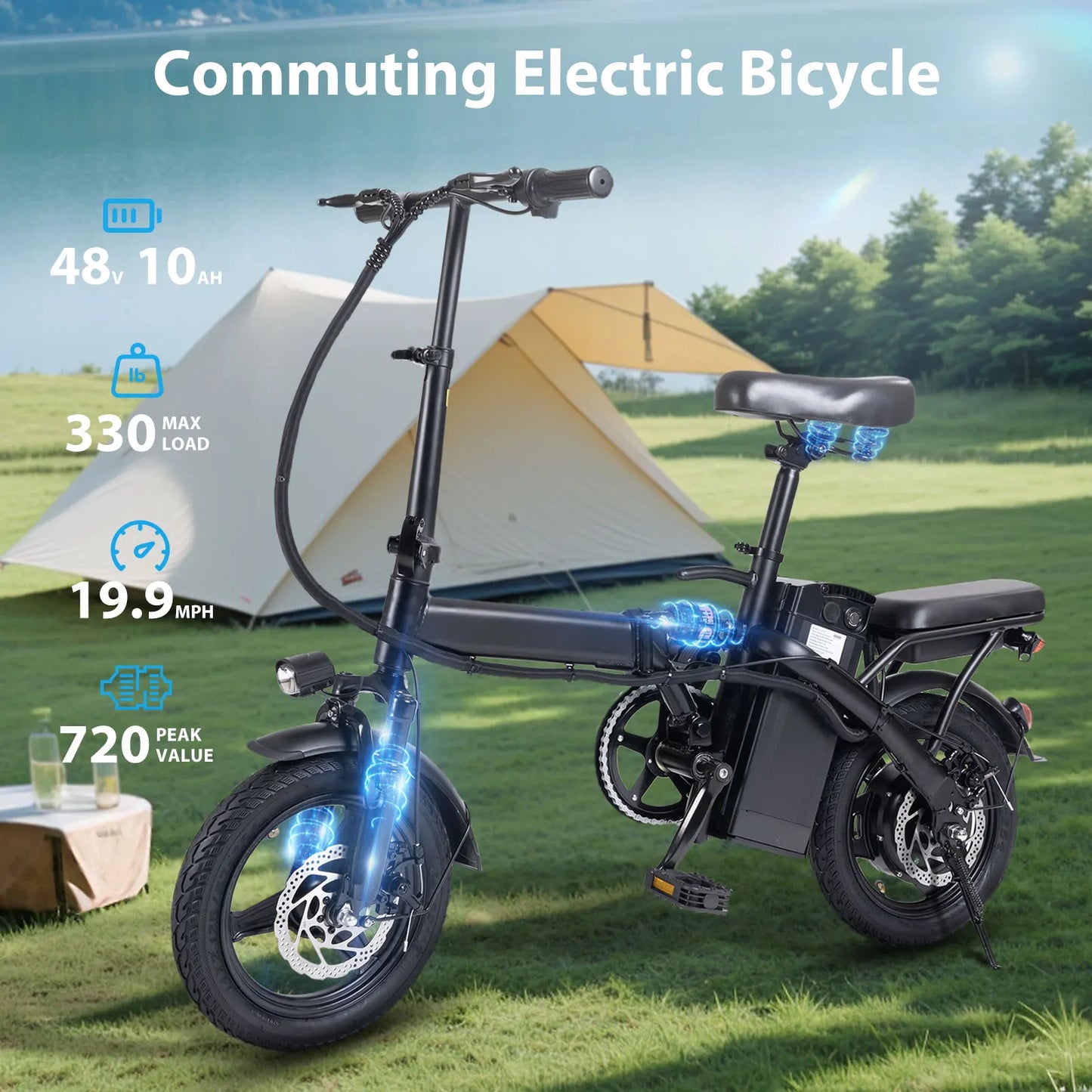 400W dual disc brake adult foldable electric bicycle