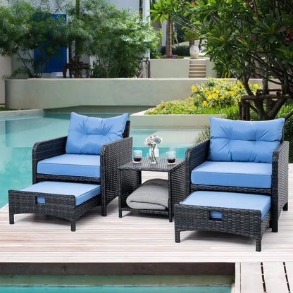 Wicker Patio Furniture Set w/Ottoman