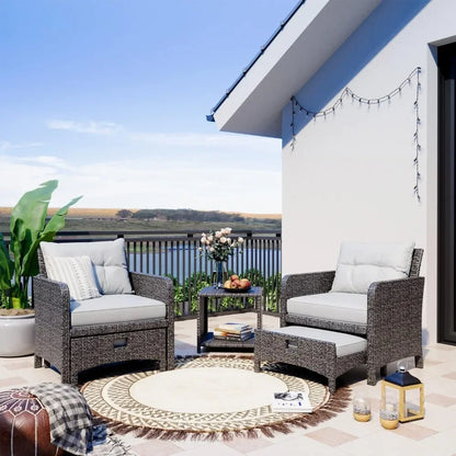 Wicker Patio Furniture Set w/Ottoman