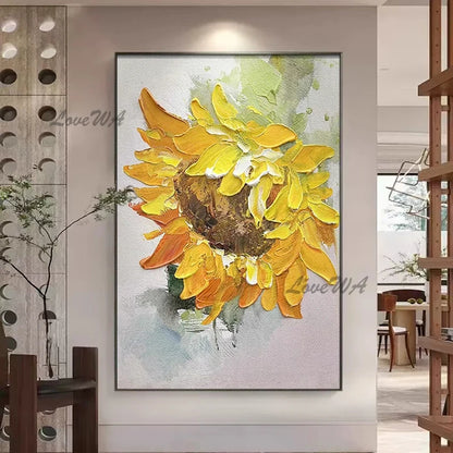 Thick Acrylic Sunflower Flower Vase Oil Painting