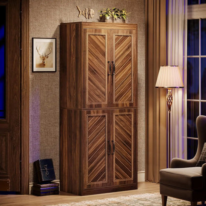 Kitchen Pantry Cabinet, Rustic Wood Cupboard