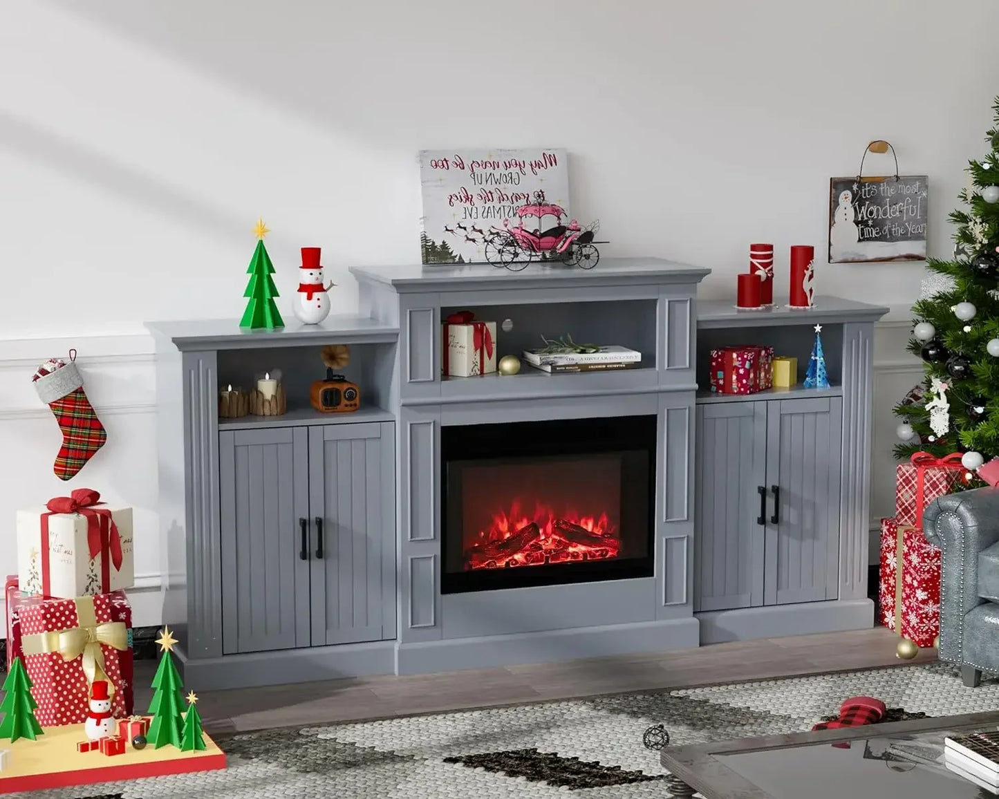 Electric Fireplace with Mantel