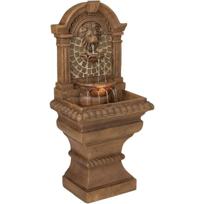Royal Lions Head Mediterranean Outdoor Water Fountain