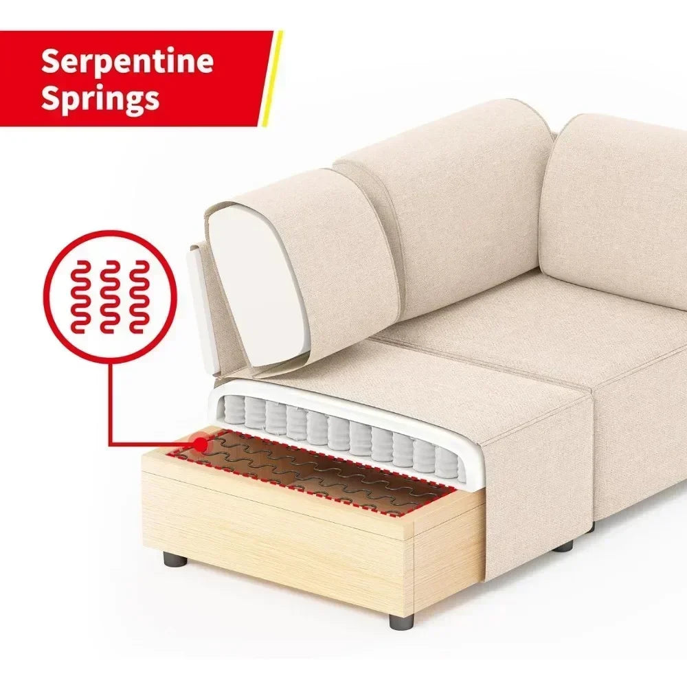 U-Shaped Sectional Sofa w/ Ottoman,  Convertible Sofa Bed