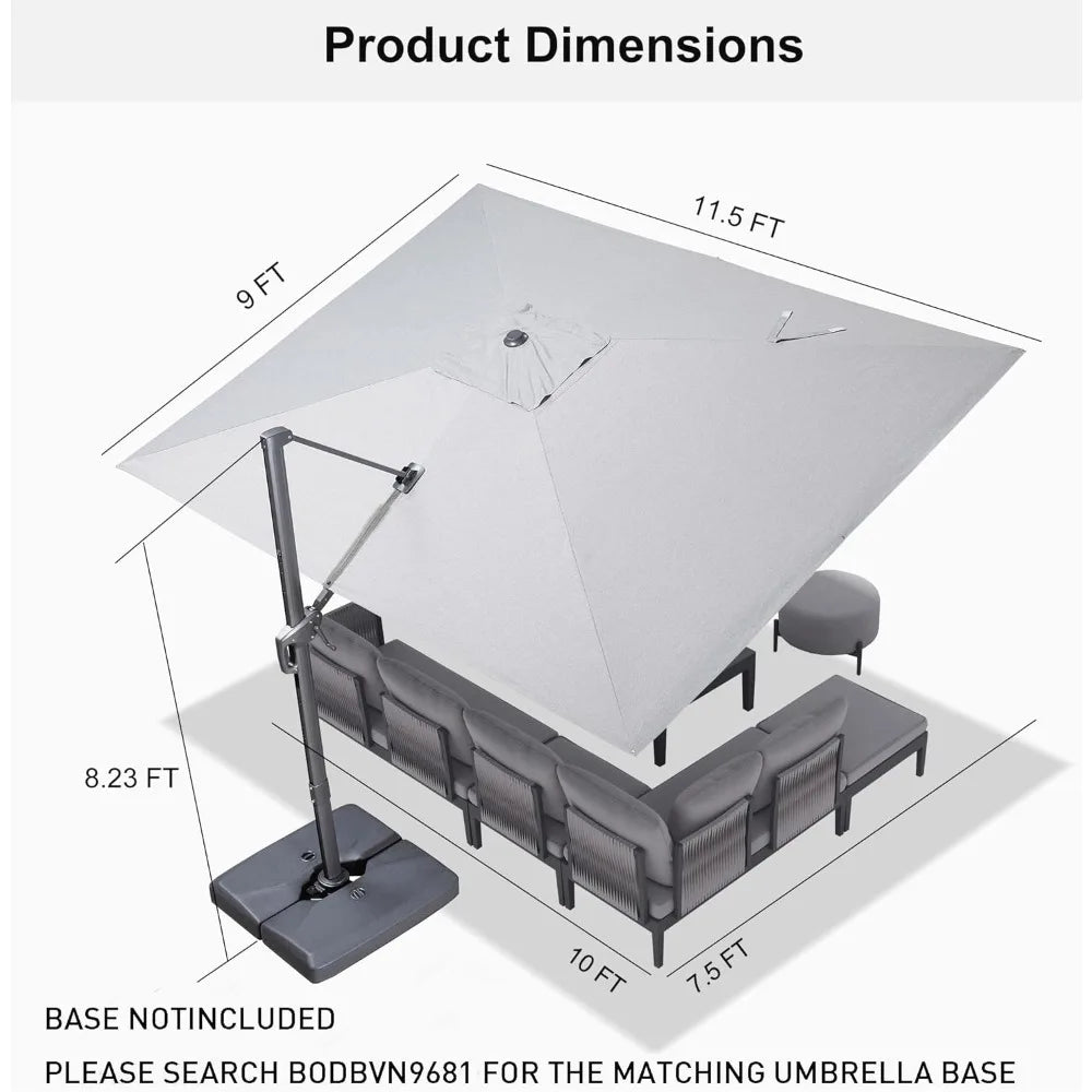 9' X 11.5' Rectangle Patio Umbrella