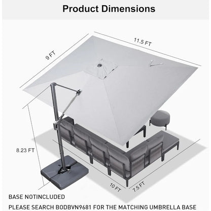9' X 11.5' Rectangle Patio Umbrella