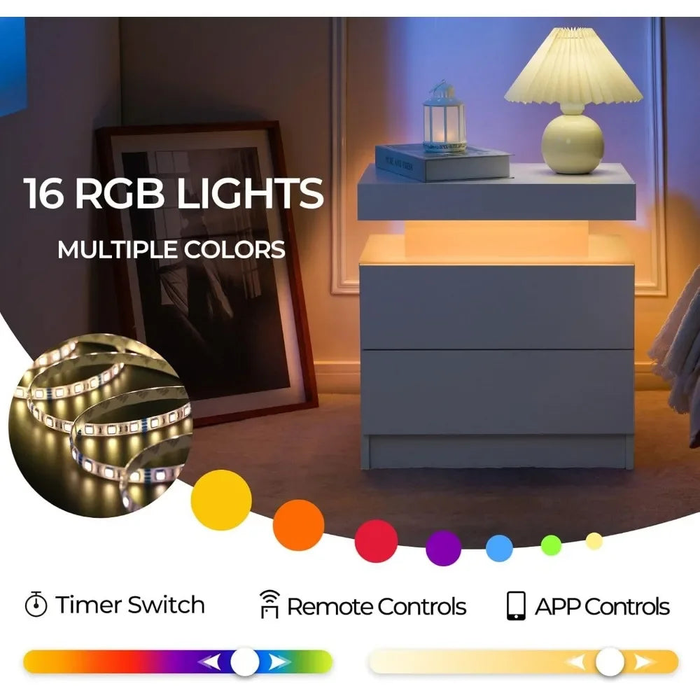 Side Bed Tables w/ LED