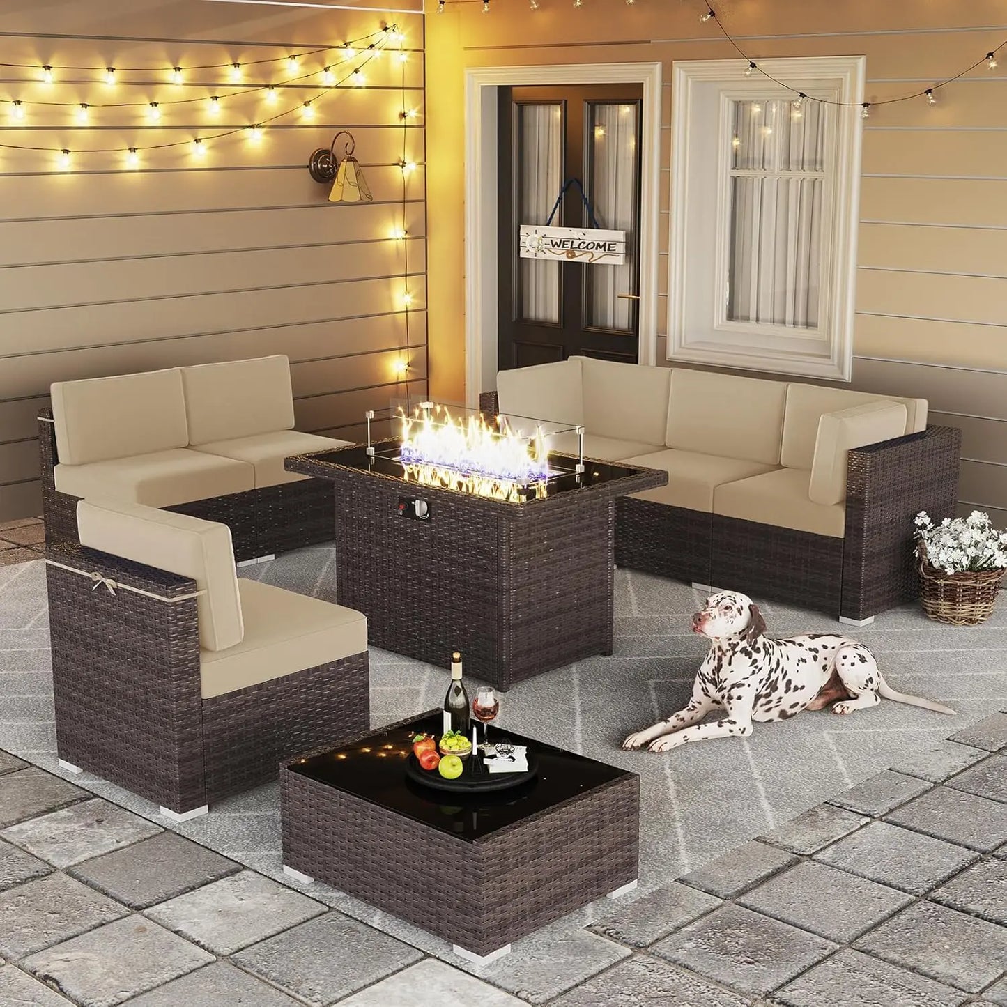 Patio Furniture Set with 44" Fire Pit Table