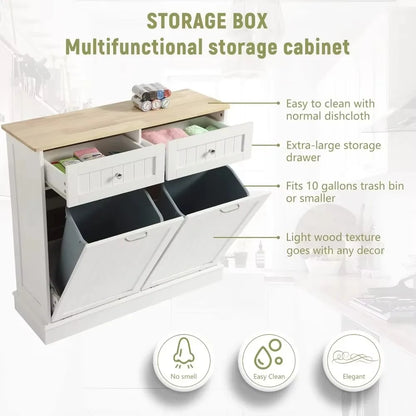 Tilt Out Trash Can/Recycling Cabinet, Dog Proof