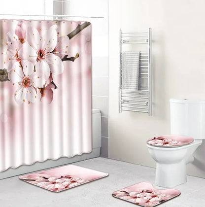 Bathroom Set, Mats, Shower Curtain, Toilet Covers