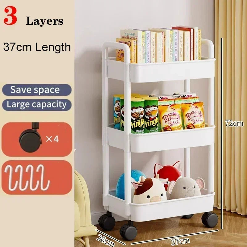 Bookshelf Storage Trolley Mobile