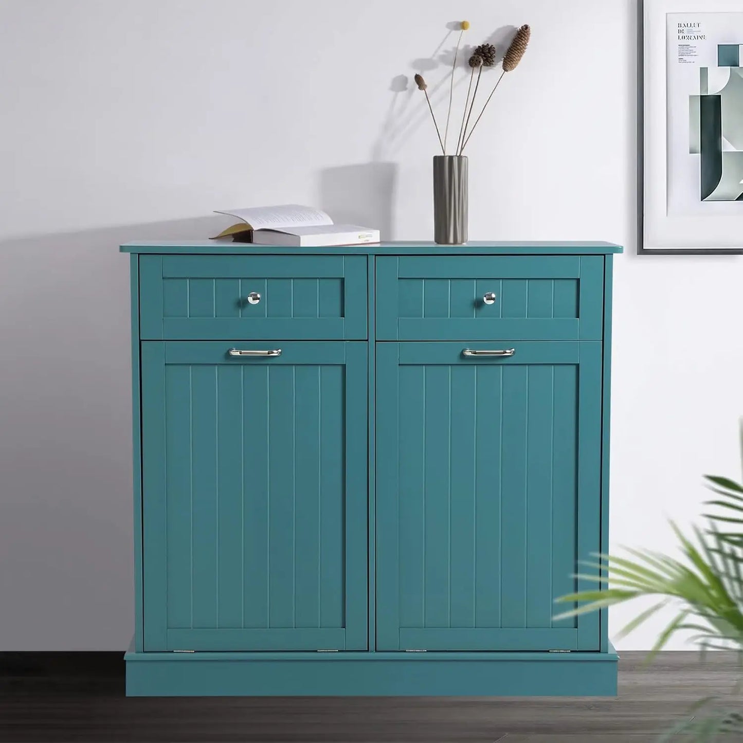 Tilt Out Trash Can/Recycling Cabinet, Dog Proof