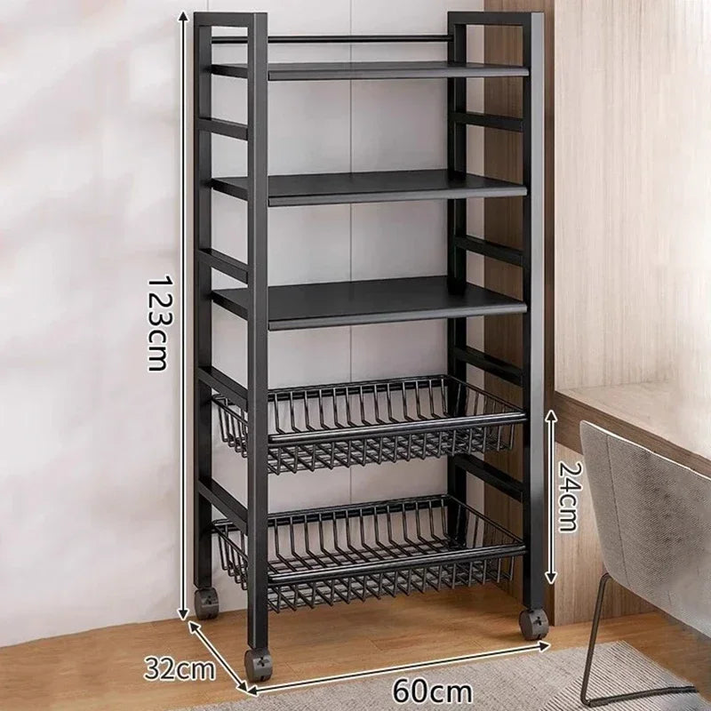 Kitchen Vegetable Basket Trolley & Multifunctional Storage Rack