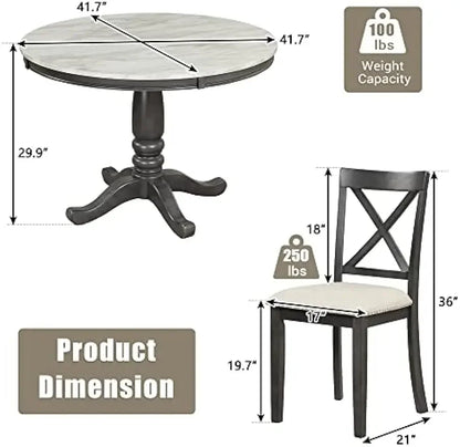 Small Round Dining Table for 4 with Chairs Set